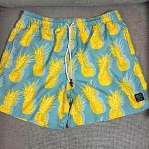 Spicy Tuna Swim Trunks Mens XL Pineapple Print